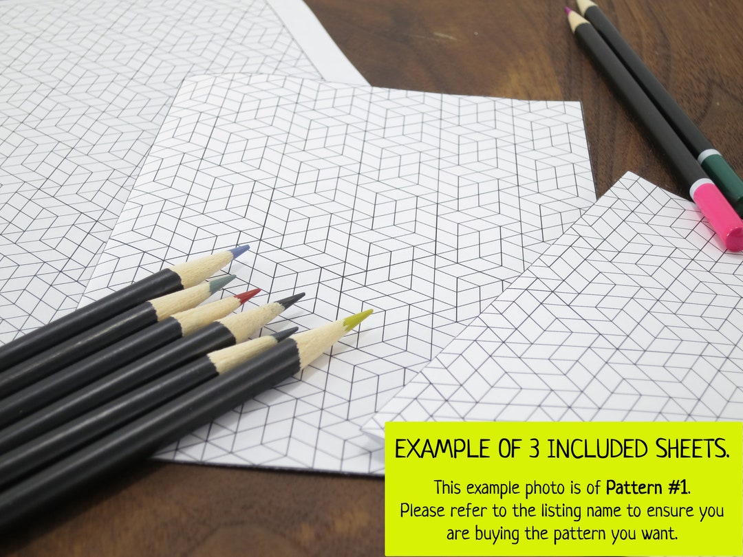 PATTERN 3: Geometric Pattern Coloring Card and Pages - Etsy