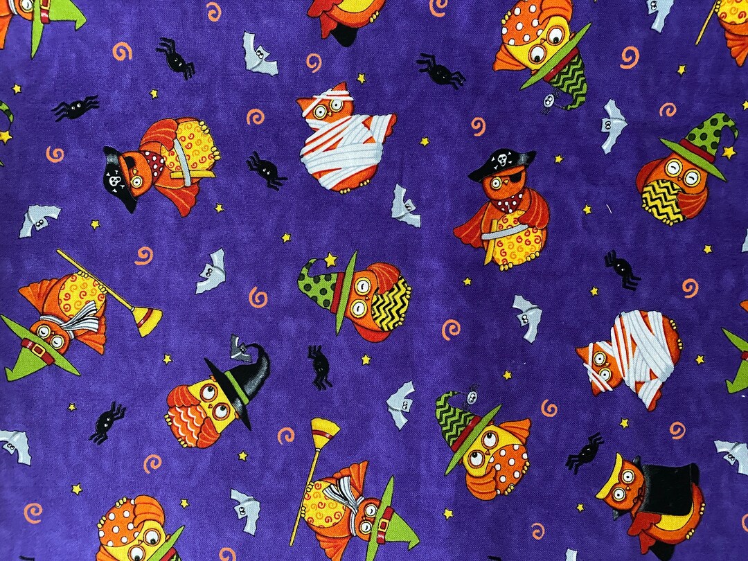Moda Halloween Fabric Destash 2.5 Yards Midnight Masquerade Owls by Deb