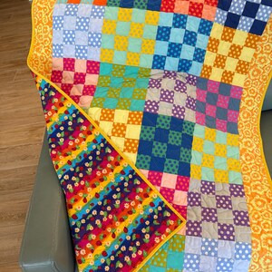 Polka Dot patchwork Child&#39;s quilt one of a kind handmade
