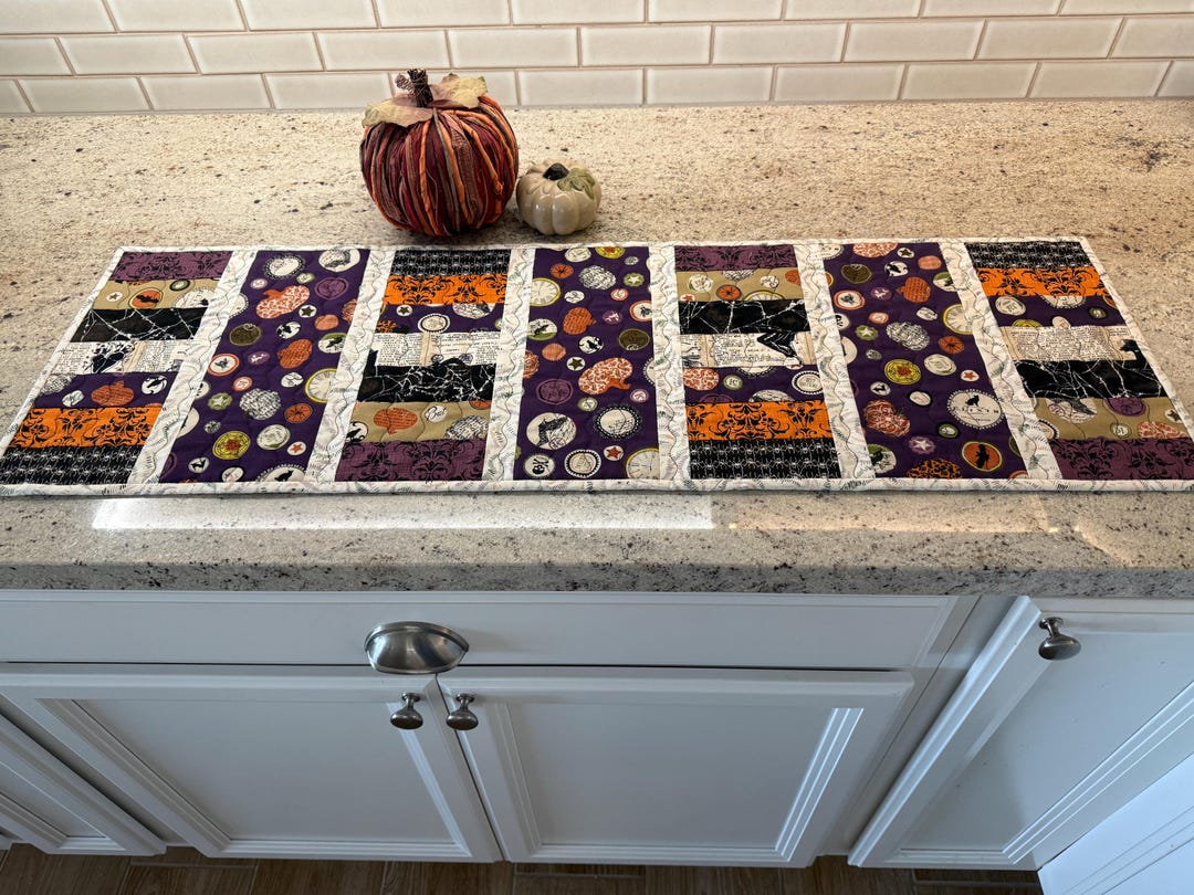 Spooky Halloween Quilted Table Runner Handmade One of a Kind - Etsy