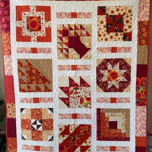 Fall Frolic Autumn Patchwork Sampler Quilt handmade