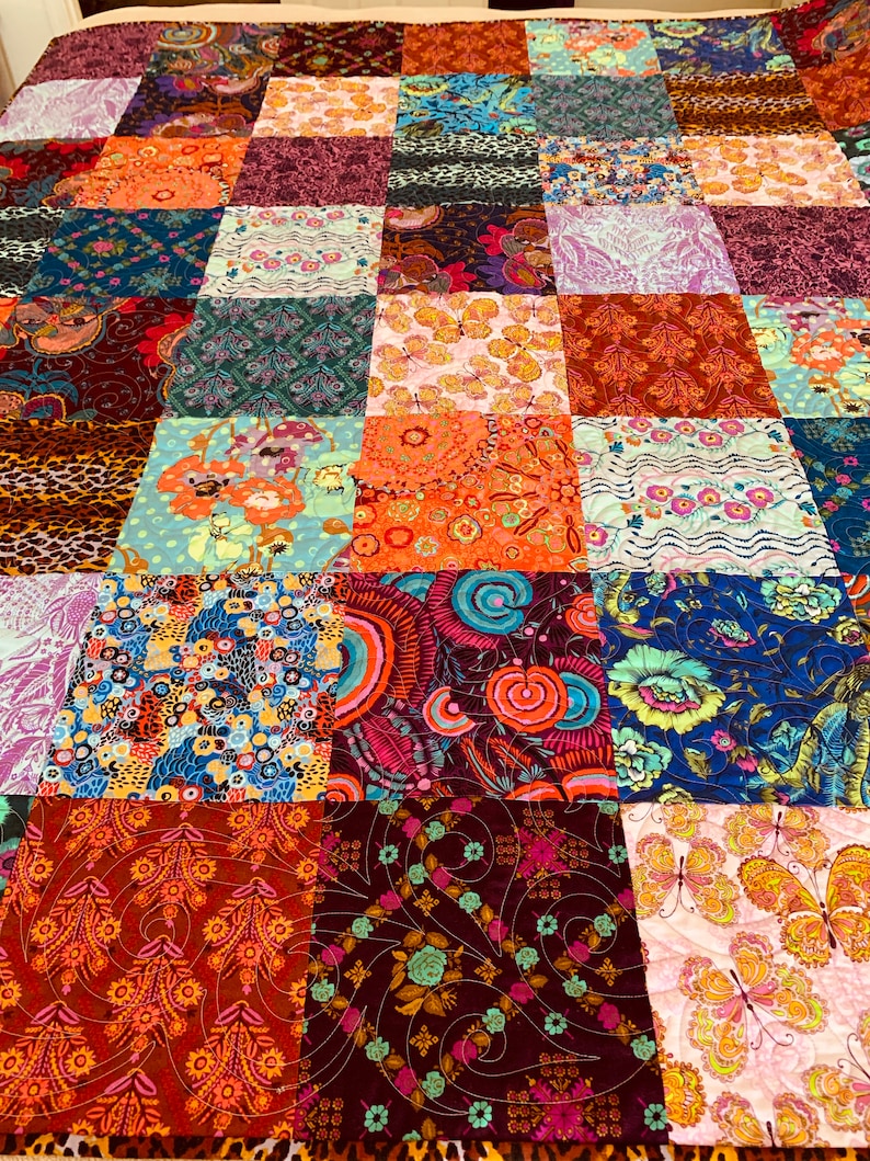 Modern Bohemian Patchwork Quilt Anna Maria Horner Tambourine Etsy