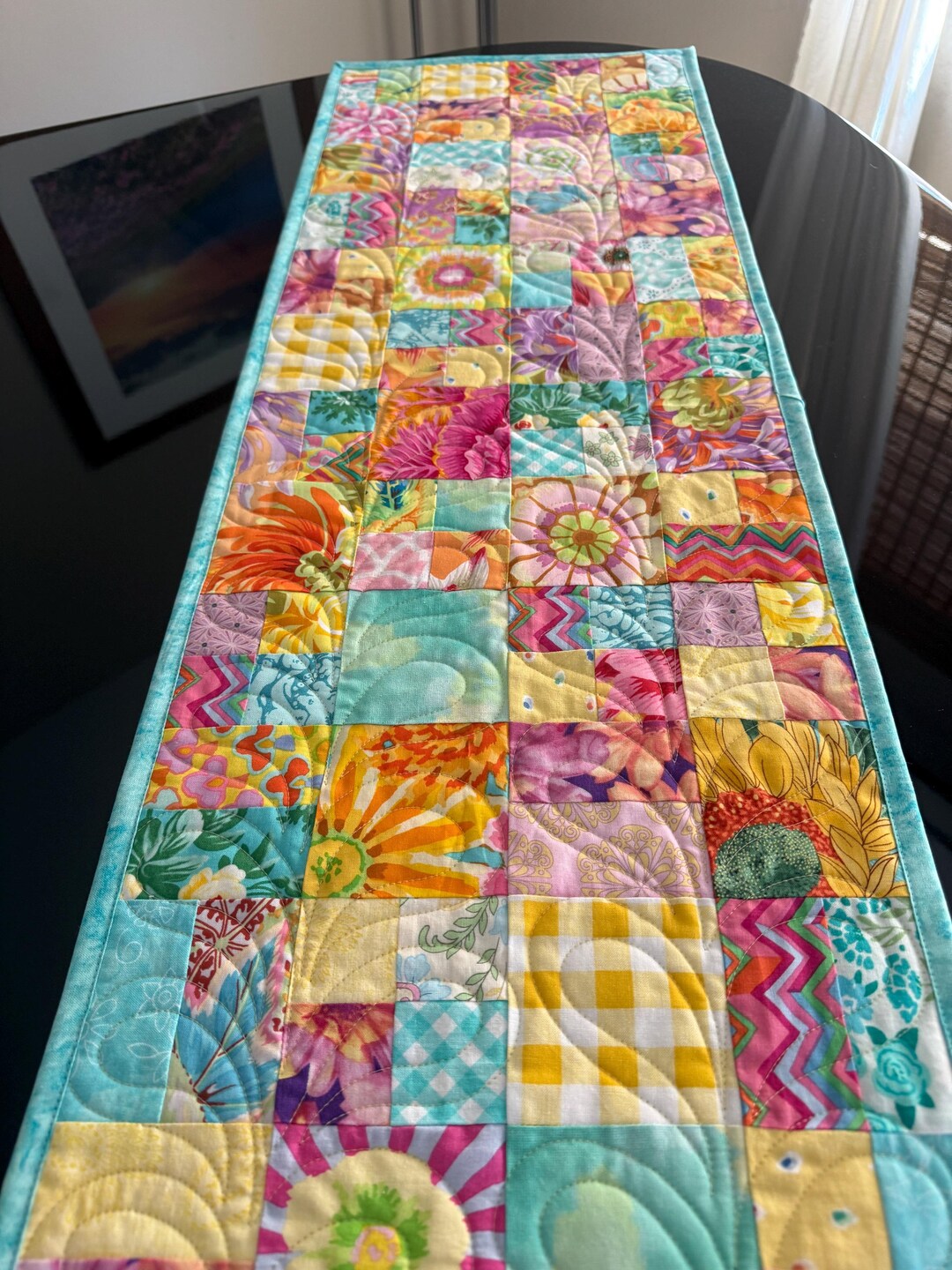 Springtime/summer Patchwork Quilted Table Runner Handmade One of a Kind ...