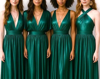 EMERALD METALLIC Goddess Bridesmaid Dress/ Maxi Dress Metallic / Convertible Dress / Infinity Dress/ Multiway Dress/ Wrap Dress  / Green