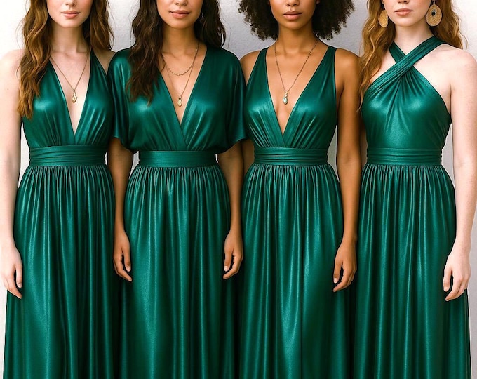 EMERALD METALLIC Goddess Bridesmaid Dress/ Maxi Dress Metallic / Convertible Dress / Infinity Dress/ Multiway Dress/ Wrap Dress  / Green