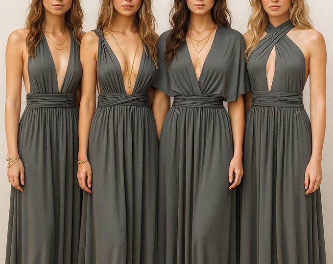 MERCURY Bridesmaid Dress/ CUSTOM/ Convertible Dress / Infinity Dress/ Multiway Dress/  Multi Wrap Dress /  Plus Size / Tall / Charcoal Gray