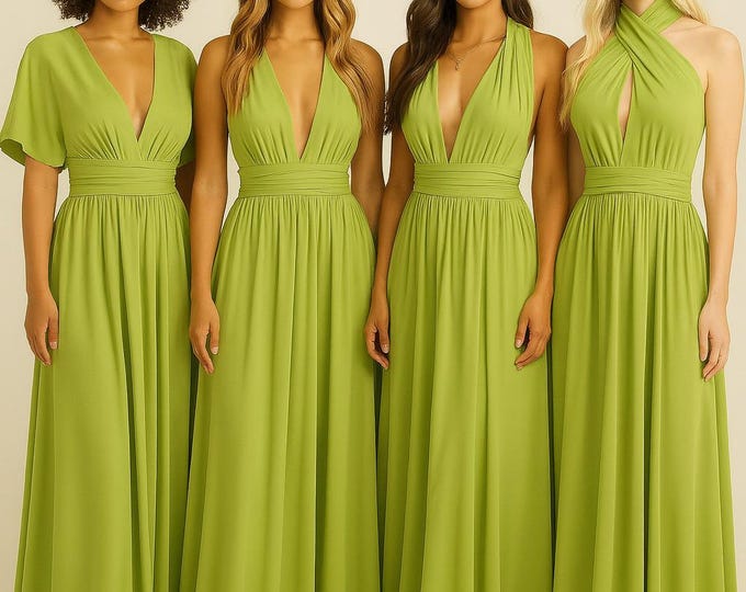 CHARTREUSE GREEN Bridesmaid Dress/ CuSTOM LeNGTHS/ Convertible Dress / Infinity Dress/ Multiway Dress/  Multi Wrap Dress / Plus Size/Pistach