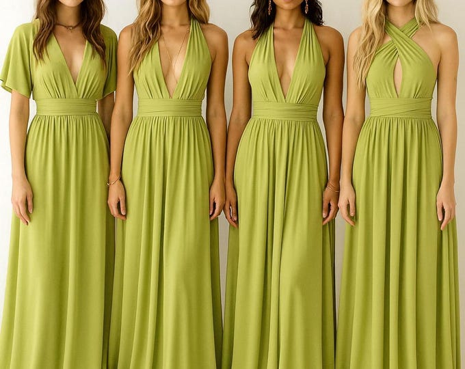 LIME CREAM Bridesmaid Dress/ CUSTOM LeNGTHS/ Convertible Dress / Infinity Dress/ Multiway Dress/  Multi Wrap Dress /Plus Size/