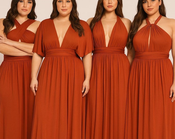 RUST Bridesmaid Dress/ CUSTOM LeNGTHS/ Convertible Dress / Infinity Dress/ Multiway Dress/  Multi Wrap Dress / Plus Size / Petite