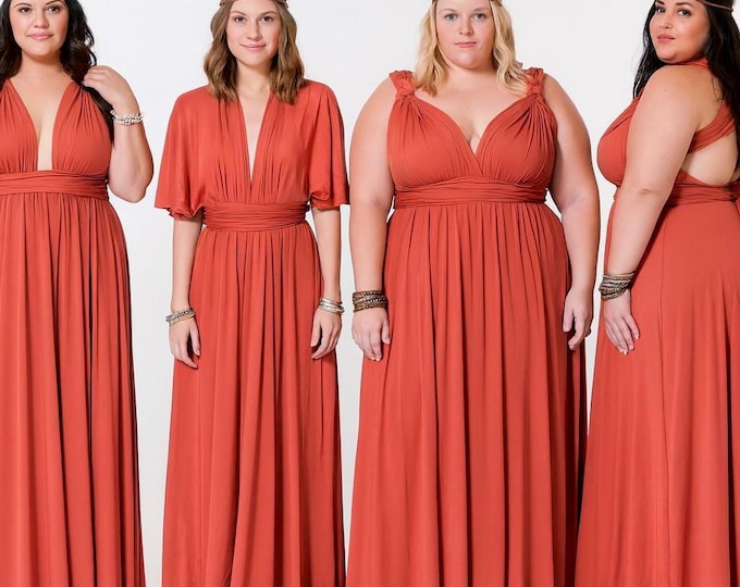 CORAL Bridesmaid Dress/ CUSTOM LENGTHS/ Convertible Dress /  Infinity Dress/ Multiway Dress/  Multi Wrap Dress /  Plus Size /