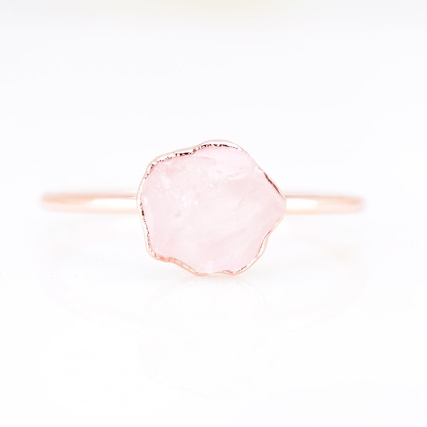 Raw ROSE QUARTZ Ring // crystal ring / raw Quartz ring / Gold Rose Quartz Ring / Copper Rose Quartz Ring/ Silver Rose Quartz Ring