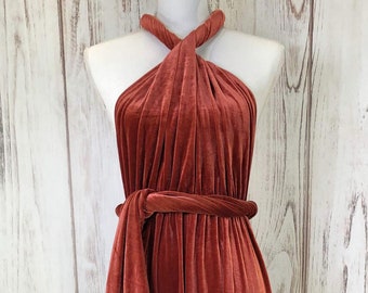 rust colored cocktail dress