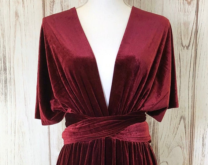 WINE VELVET Infinity Dress/ Bridesmaids Dress/ Convertible Dress / Multiway Dress/ Multiway Wrap Dress / Velvet Bridesmaids Dress