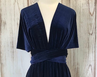 Navy Blue VELVET Infinity Dress/ Bridesmaids Dress/ Convertible Dress / Multiway Dress/ Multiway Wrap Dress / Velvet Bridesmaids Dress