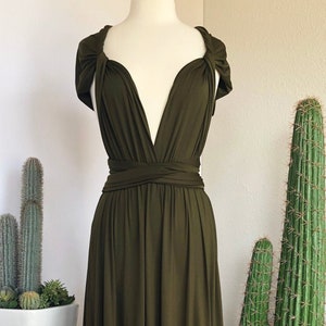 DARK OLIVE GREEN Bridesmaid Dress/ Custom Length / Convertible Dress / Infinity Dress/ Multiway Dress/ Multi Wrap Dress / Plus Size / image 2