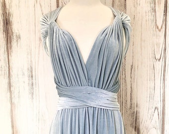 ICE BLUE VELVET Infinity Dress/ Bridesmaids Dress/ Convertible Dress / Multiway Dress/ Multiway Wrap Dress / Velvet Bridesmaids Dress