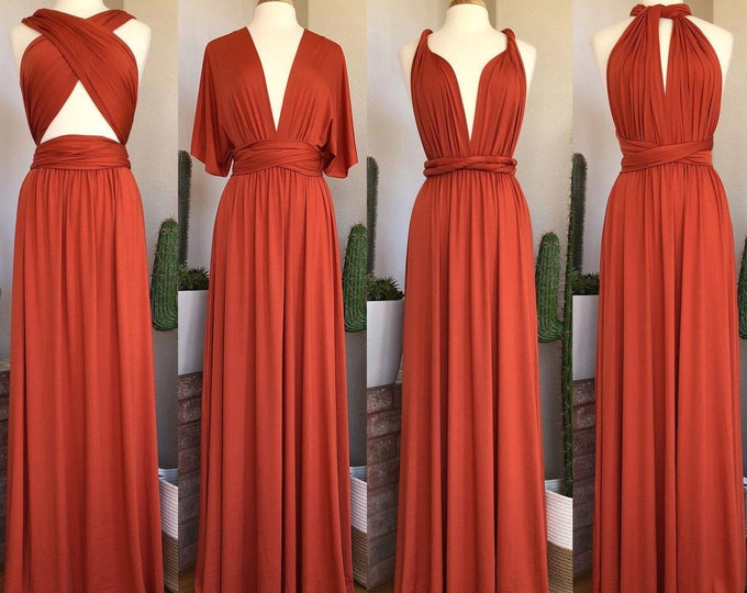 RUST Bridesmaid Dress/ CUSTOM LeNGTHS/ Convertible Dress / Infinity Dress/ Multiway Dress/  Multi Wrap Dress / Plus Size / Petite