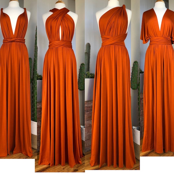 BURNT ORANGE Brautjungfer Kleid/ BENUTZERDEFINIERTE LÄNGE/ Cabrio Kleid / Infinity Kleid/ Multiway Kleid/ Multi Wickelkleid / Plus Größe / Petite