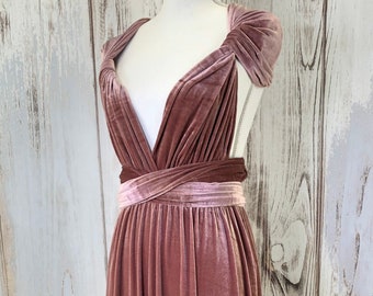 MAUVE VELVET Infinity jurk/bruidsmeisjes jurk/converteerbare jurk/multiway jurk/multiway wrap jurk/fluwelen bruidsmeisjes jurk