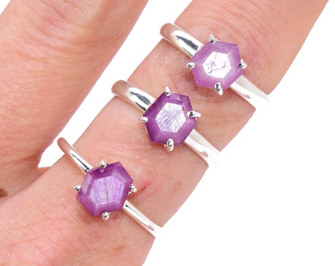 RARE Raw PINK SAPPHIRE Ring / Facted Sapphire Ring/ Sapphire ring /Pink Sapphire ring / Sterling Silver Sapphire Ring/ Rough Sapphire
