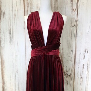 WINE VELVET Infinity Dress/ Bridesmaids Dress/ Convertible Dress / Multiway Dress/ Multiway Wrap Dress / Velvet Bridesmaids Dress image 2