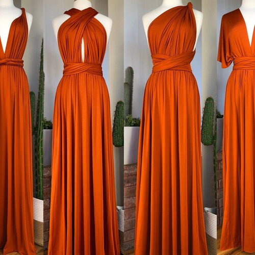 BURNT ORANGE Bridesmaid Dress/ CUSTOM LeNGTHS/ Convertible Dress / Infinity Dress/ Multiway Dress/  Multi Wrap Dress / Plus Size / Petite