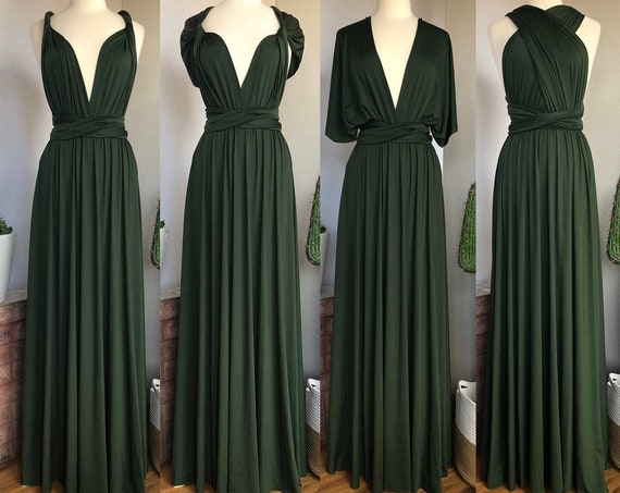 FOREST GREEN Bridesmaid Dress/ CUSTOM LeNGTHS/ Convertible Dress / Infinity Dress/ Multiway Dress/  Multi Wrap Dress / Plus Size / Petite