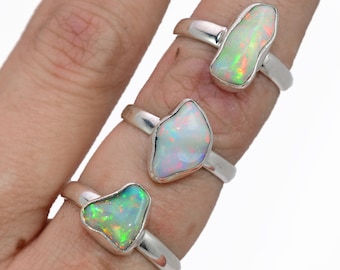 Ethiopian WELO OPAL Ring / Rough Opal ring / Raw Opal Ring/ Stacking Ring / Sterling Silver Ring / Authentic Opals