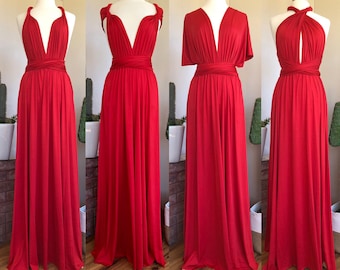 RED Bridesmaid Dress/ CUSTOM LeNGTHS/ Convertible Dress / Infinity Dress/ Multiway Dress/  Multi Wrap Dress / Plus Size / Petite