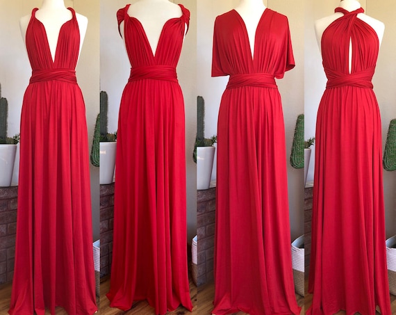RED Bridesmaid Dress/ CUSTOM LeNGTHS/ Convertible Dress / Infinity Dress/ Multiway Dress/  Multi Wrap Dress / Plus Size / Petite