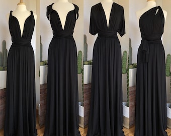 BLACK Bridesmaid Dress/ CUSTOM LeNGTHS/ Convertible Dress / Infinity Dress/ Multiway Dress/  Multi Wrap Dress /  Plus Size /