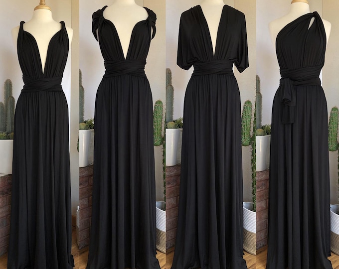 BLACK Bridesmaid Dress /CUSTOM LeNGTHS/ Convertible Dress / Infinity Dress/ Multiway Dress/  Multi Wrap Dress /  Plus Size /