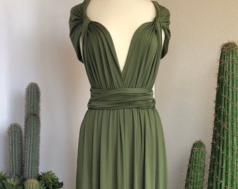 boho olive green bridesmaid dress