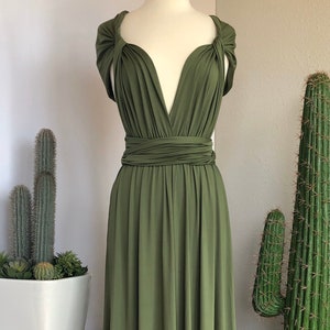 LIGHT OLIVE GRÜN Brautjungfer Kleid / Benutzerdefinierte Länge / Cabrio Kleid / Infinity Kleid / Multiway Kleid / Multi Wrap Kleid / Plus Größe / Bild 2