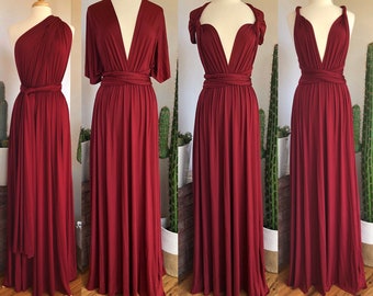 Robe de demoiselle d'honneur MERLOT / longueurs personnalisées / robe convertible / robe infini / robe multivoies / robe multi portefeuille / grande taille / petite