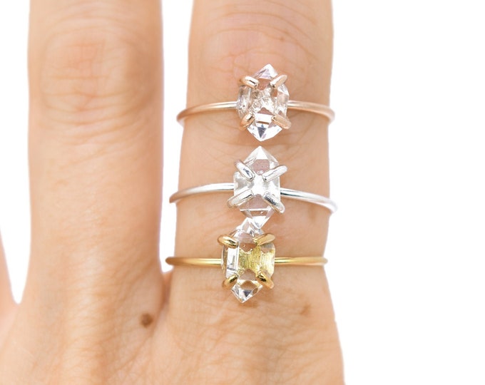 Raw HERKIMER DIAMOND Ring // crystal ring / raw Herkimer ring / Gold Herkimer Ring/ Silver Herkimer Ring/ Rose Gold Herkimer Ring/ Diamond