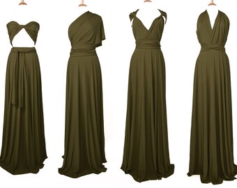 khaki green bridesmaid dress