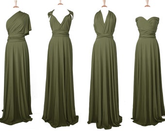 olive green gown dresses