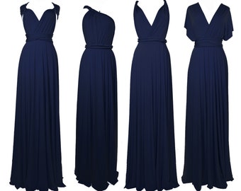 navy long bridesmaid dress