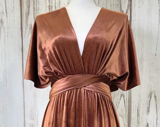 COPPER VELVET Infinity Dress/ Bridesmaids Dress/ Convertible Dress / Multiway Dress/ Multiway Wrap Dress / Velvet Bridesmaids Dress