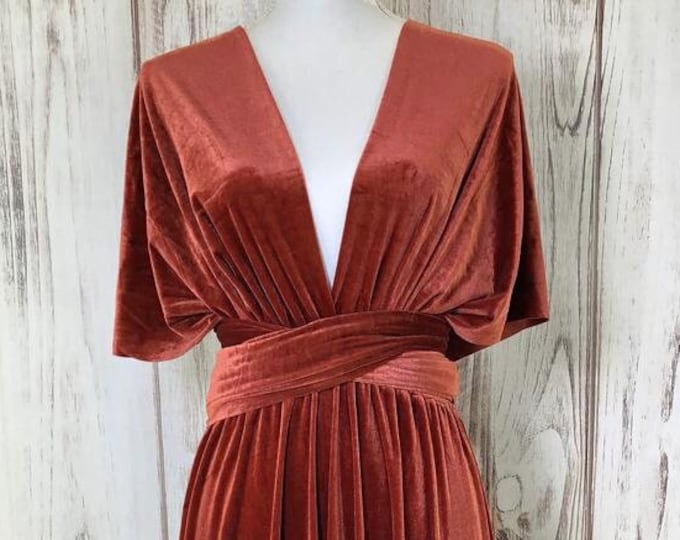 RUST VELVET Infinity Dress/ Bridesmaids Dress/ Convertible Dress / Multiway Dress/ Multiway Wrap Dress / Velvet Bridesmaids Dress