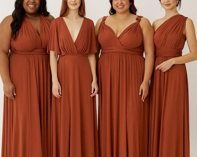 TERRACOTTA Bridesmaid Dress/ CUSTOM LeNGTHS/ Convertible Dress / Infinity Dress/ Multiway Dress/  Multi Wrap Dress / Plus Size / Petite