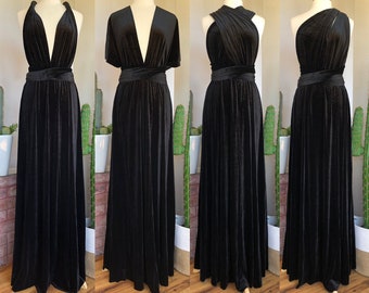 plain black velvet dress