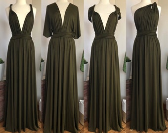 khaki green bridesmaid dress