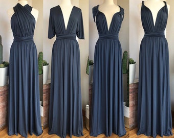 slate blue bridesmaid dress