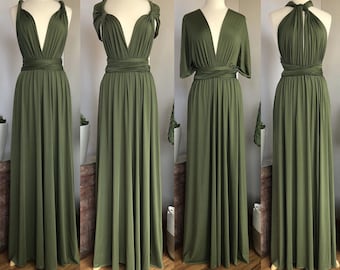 olive green gown dresses
