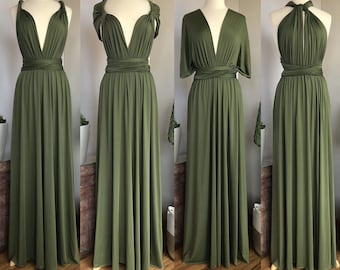 olive green boho dress