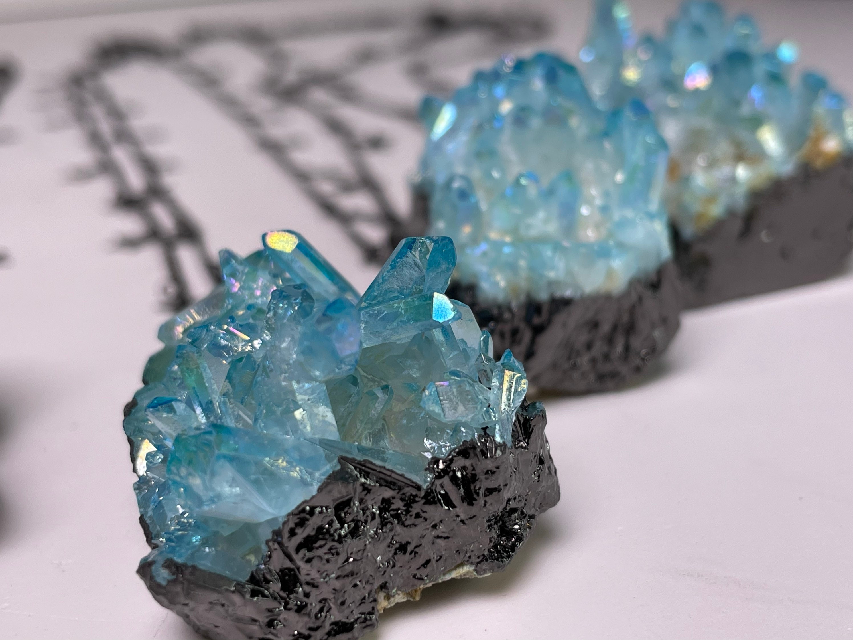 Raw AQUA Aura QUARTZ Necklace / Angel Aura Quartz / Spirit Quartz