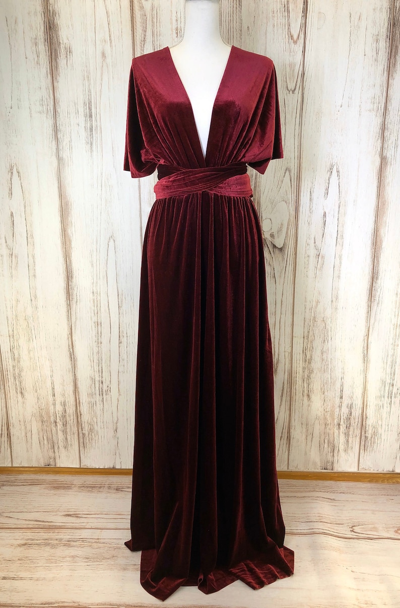 WINE VELVET Infinity Dress/ Bridesmaids Dress/ Convertible Dress / Multiway Dress/ Multiway Wrap Dress / Velvet Bridesmaids Dress image 1