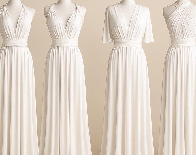 WHITE Bridesmaid Dress/ Custom Length / Convertible Dress / Infinity Dress/ Multiway Dress/  Multi Wrap Dress / Plus Size / Wedding Dress